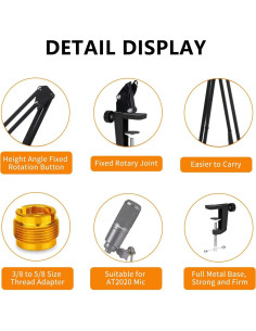 Brazo de Micrófono Ajustable Snowball y Audio-Technica 2