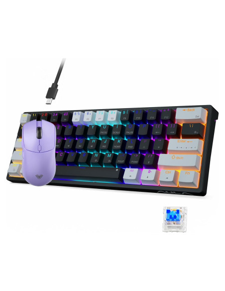 Ratón Inalámbrico AULA SC580X y Teclado Mecánico RGB 60%
