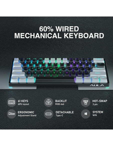 Ratón Inalámbrico AULA SC580X y Teclado Mecánico RGB 60%