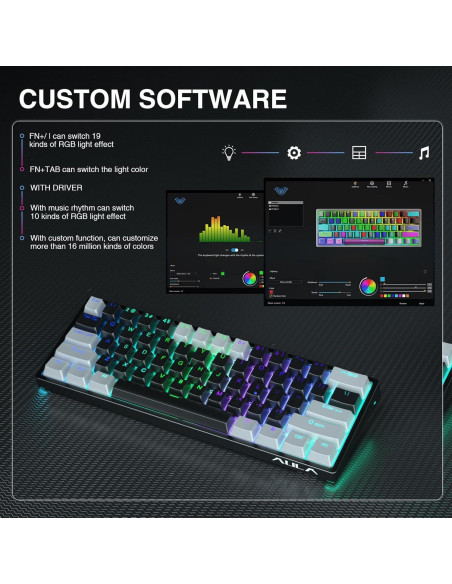 Ratón Inalámbrico AULA SC580X y Teclado Mecánico RGB 60%