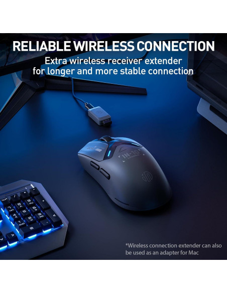 Ratón Gaming Inalámbrico INPHIC IN10P 60g 26000 DPI Tri-Modo