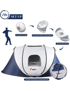 Carpa Pop Up Peirhw para 2-4 Personas, Impermeable y Rápido Montaje 2