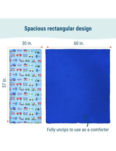 Saco de dormir Wildkin para niños 144.78x76.2 cm - Trenes y aviones