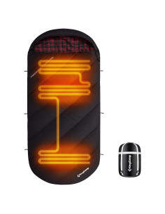 Saco de dormir calefaccionado KingCamp XL impermeable 220x100cm