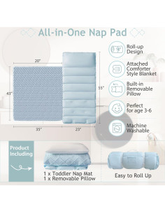 Mats de Siesta VIVILINEN Azul 140x58 cm con Almohada 2