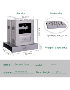 Estufa de Camping Plegable Titanio Boundless Voyage Ti2010C 2