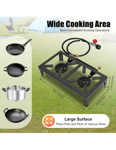 Estufa de Camping DDBESSIC 2 Quemadores Gas Propano 8000W