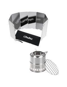 Estufa de Camping de Leña Ohuhu con Pantalla de Viento