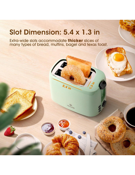 Tostadora iSiLER de 2 Rebanadas Verde 750W con 7 Niveles