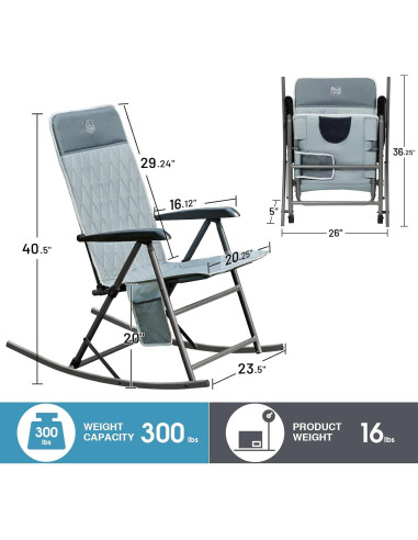Silla Balancín Plegable Timber Ridge con Respaldo Alto 136 kg