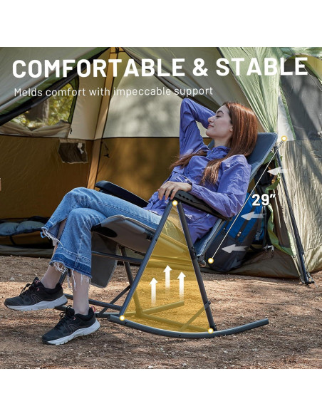 Silla Balancín Plegable Timber Ridge con Respaldo Alto 136 kg Silla Balancín Plegable Timber Ridge con Respaldo Alto 136 kg