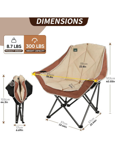 Silla de Camping Plegable Northroad 2 Pack 136 kg Moca y Crema