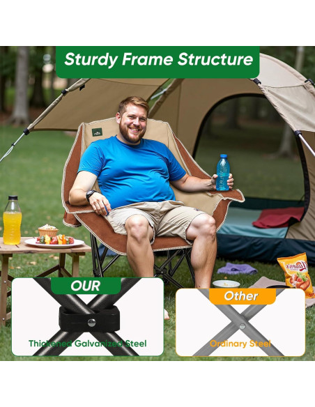 Silla de Camping Plegable Northroad 2 Pack 136 kg Moca y Crema