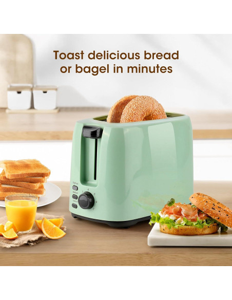 Tostadora iSiLER de 2 Rebanadas Verde 750W con 7 Niveles