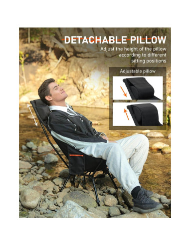 Silla de Camping Plegable NOVSIGHT con Respaldo Alto y Reposacabezas