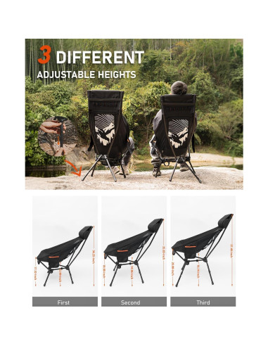 Silla de Camping Plegable NOVSIGHT con Respaldo Alto y Reposacabezas