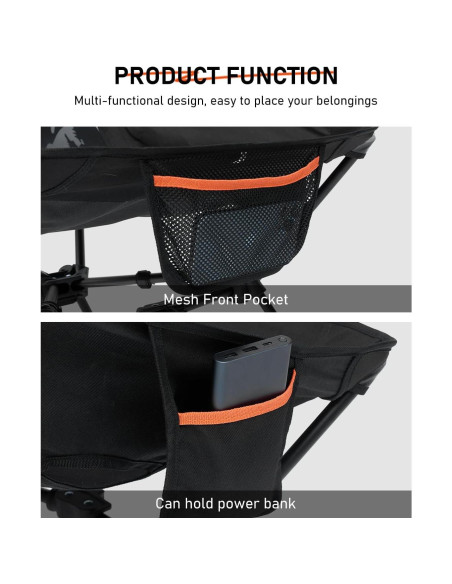 Silla de Camping Plegable NOVSIGHT con Respaldo Alto y Reposacabezas