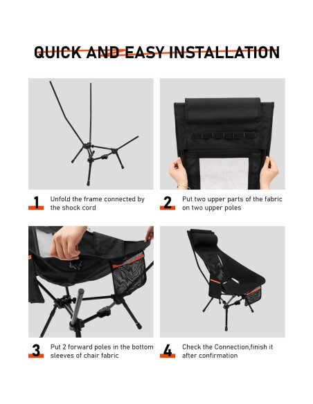 Silla de Camping Plegable NOVSIGHT con Respaldo Alto y Reposacabezas