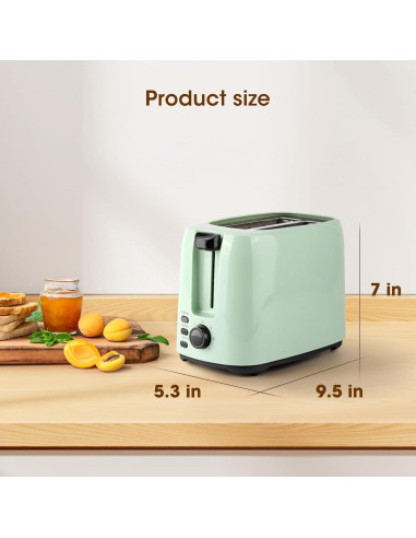 Tostadora iSiLER de 2 Rebanadas Verde 750W con 7 Niveles