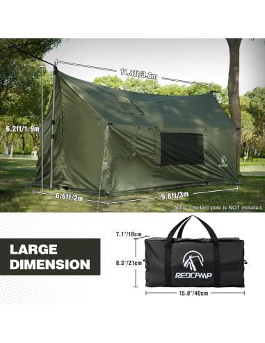 Tienda de Camping REDCAMP 4 Estaciones 3.6x2.0m Verde Militar