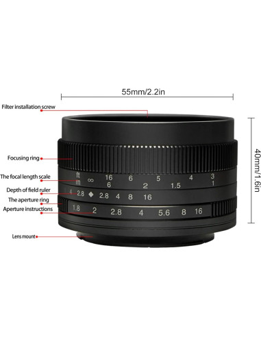 Lente 50mm F1.8 para Fujifilm XT4/XS10/XT3/XT30 - Profesional