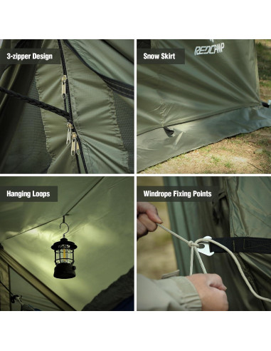 Tienda de Camping REDCAMP 4 Estaciones 3.6x2.0m Verde Militar