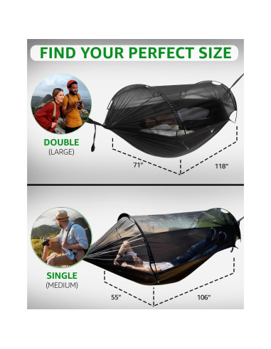 Hamaca de Camping Advokair con Red Anti Mosquitos 270x140cm