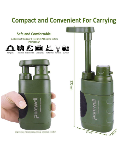 Bomba de Filtro de Agua Purewell 1400 ml/min Portátil