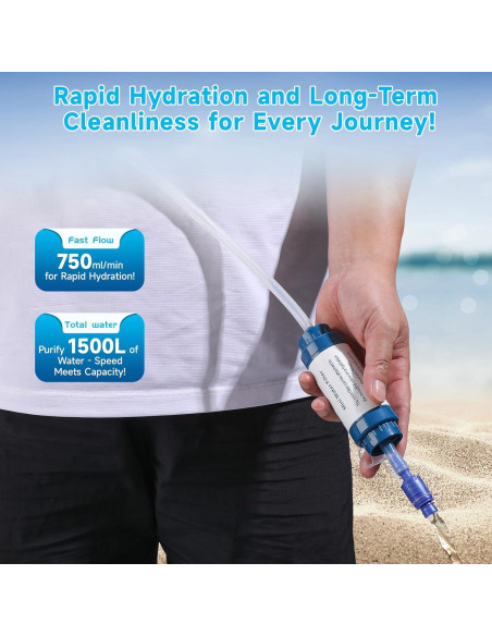 Purificador de Agua Portátil TEMPTIPS 3L Filtración 99.99%