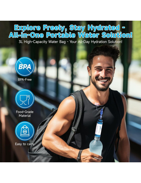 Purificador de Agua Portátil TEMPTIPS 3L Filtración 99.99%