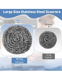 Estropajos de Acero Inoxidable Roshtia 24 Pcs 50g 9-9.5cm 2