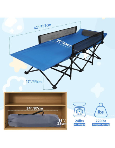 Cama de Viaje Portátil para Niños REDCAMP Azul 2-7 Años