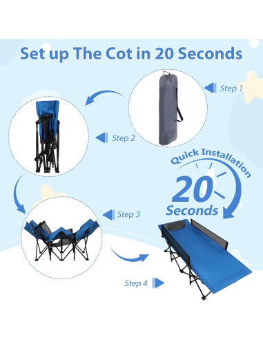 Cama de Viaje Portátil para Niños REDCAMP Azul 2-7 Años