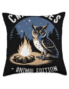 Cojín Camping Vibes 18x18 cm Búho Noche Aventura