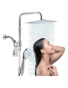 Cabezal de Ducha Doble MIAOHUI 10" Filtrado 7 Funciones Cromo