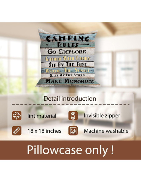 Funda de Cojín Cuadrada Vintage Huester 45.72cm Camping