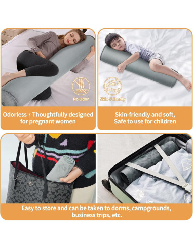 Almohada Corporal Inflable EULANT 120cm Gris para Adultos