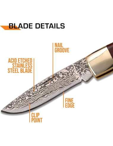 Cuchillo Plegable Elk Ridge ER-951WBCR - Acero Inoxidable 5.08 cm