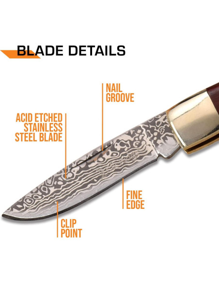 Cuchillo Plegable Elk Ridge ER-951WBCR - Acero Inoxidable 5.08 cm