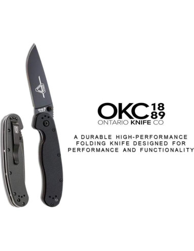 Cuchillo Plegable Ontario 8861, Hoja 7.62 cm, Negro