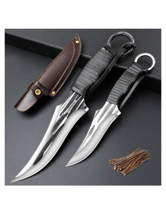 Juego de cuchillos tácticos Veisky 2 piezas con funda camping