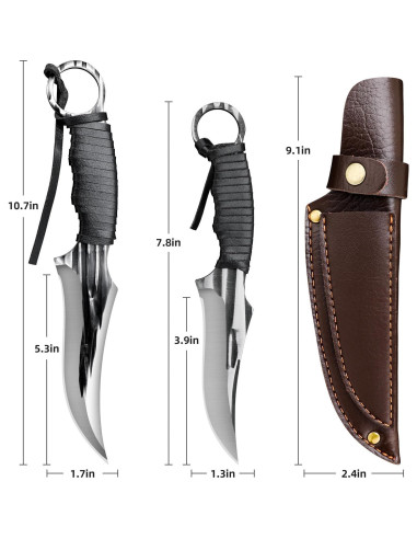 Juego de cuchillos tácticos Veisky 2 piezas con funda camping