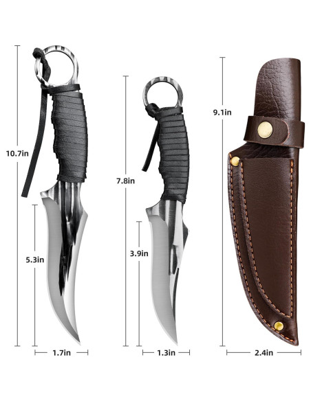 Juego de cuchillos tácticos Veisky 2 piezas con funda camping