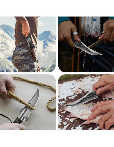 Juego de cuchillos tácticos Veisky 2 piezas con funda camping