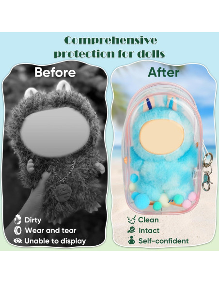Bolsa de Exhibición Clara para Muñecas LABUBU 20.3x6.4x10.2cm