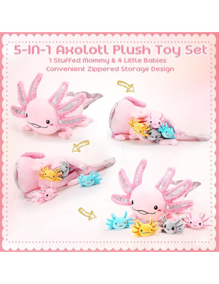 Conjunto de Peluches Axolotl Aoriher 5 Pcs Rosa 60 cm