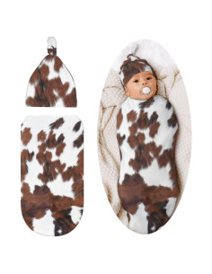 Manta Envoltura Bebé Tebjh Estampado Vaca 52.8x29cm con Sombrero