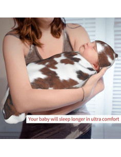 Manta Envoltura Bebé Tebjh Estampado Vaca 52.8x29cm con Sombrero 2