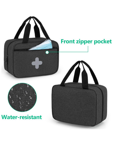 Bolsa de Primeros Auxilios CURMIO Negra Compacta 29x10x20 cm