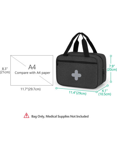 Bolsa de Primeros Auxilios CURMIO Negra Compacta 29x10x20 cm